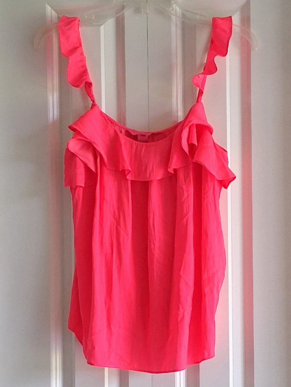 Lilly Pulitzer Cailee Ruffle Tank Top in Love Potion Pink Women's Size S
